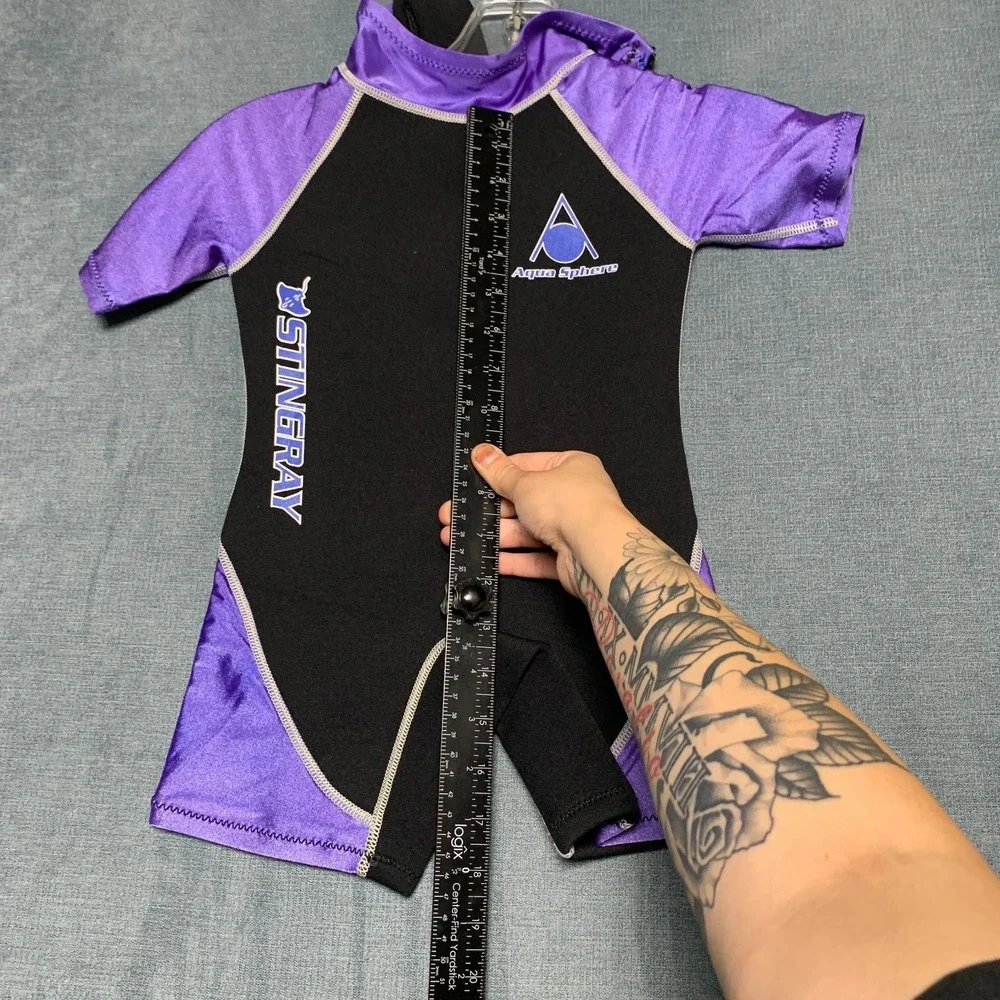 Aqua Sphere Stingray Wetsuit Kids S Purple Black Neoprene Core Warmer Back Zip